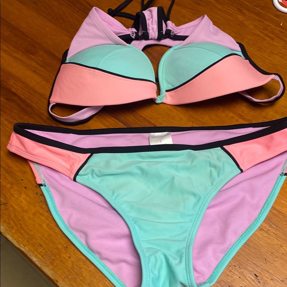 Xhilaration Pink and Mint Bikini Set